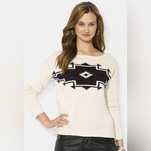 Lauren Ralph Lauren Boat Neck Cotton Pullover Sweater Size XL